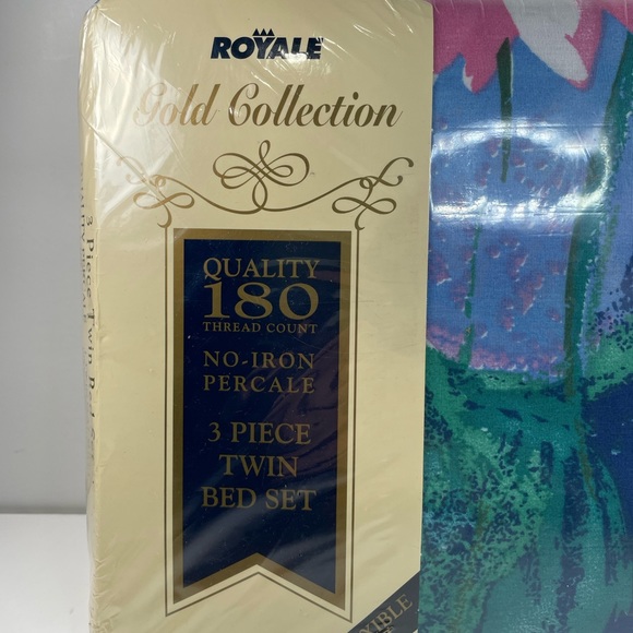 Vintage Royale Gold Collection Percale 180 Count Floral 3 Piece Twin Set - NEW - Picture 2 of 7